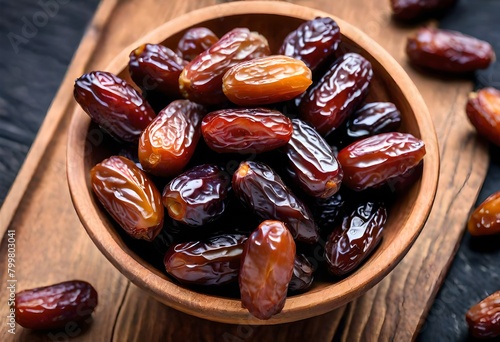 dates in a wooden bowl