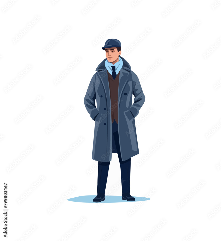 man in business suit waring cosy winter clothes isolated vector style on isolated background illustration