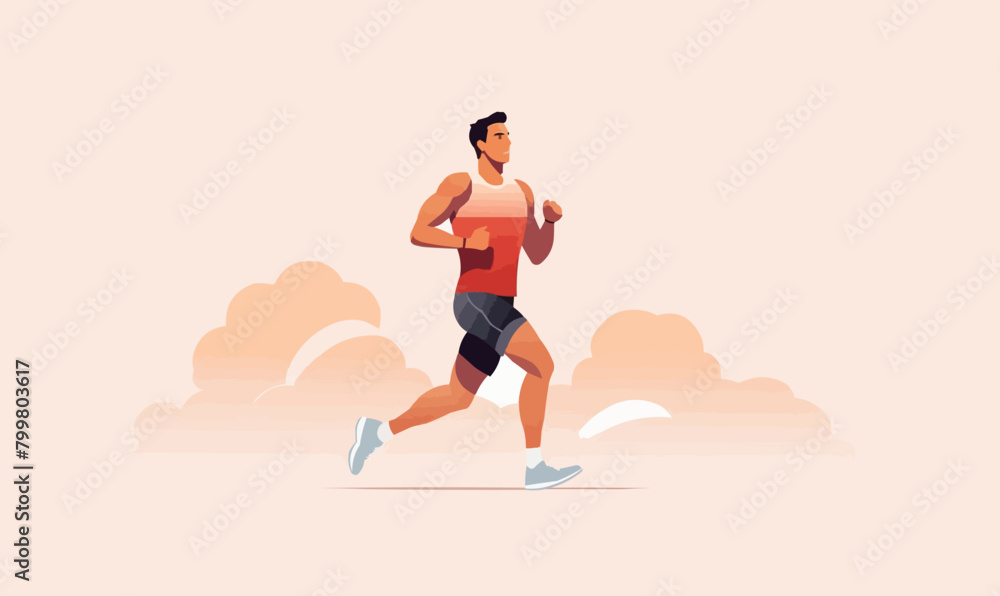 man jogging vector flat minimalistic isolated illustration