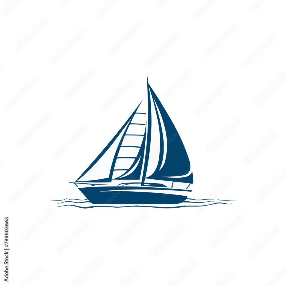Yacht boat, sailing icon. Yachting sport club, vacation marine tour or sea travel agency simple vector emblem. Ship transportation service minimalistic icon or symbol with cruise ships, sail vessels