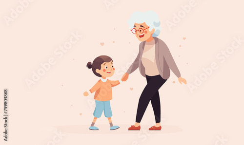 grandma and grandson vector flat minimalistic isolated illustration