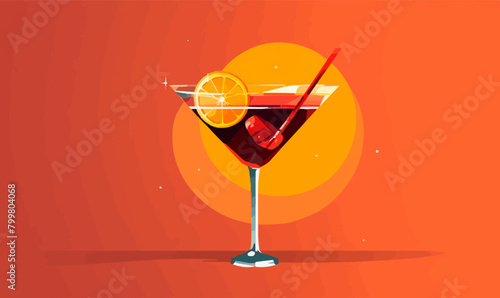 cocktail line icon vector illustration cafe bar drink logo design and so o