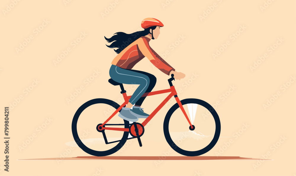 Fototapeta premium woman on bike vector flat minimalistic isolated illustration