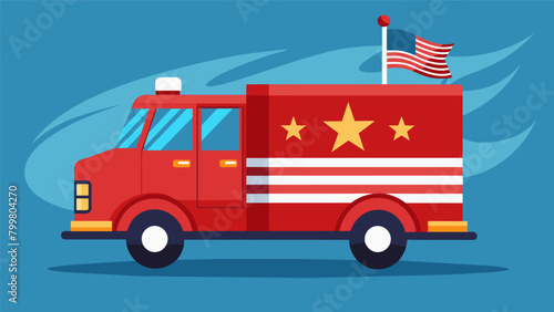 The fire truck a shining and powerful symbol of hope resilience and freedom leading the way in the Independence Day parade.. Vector illustration