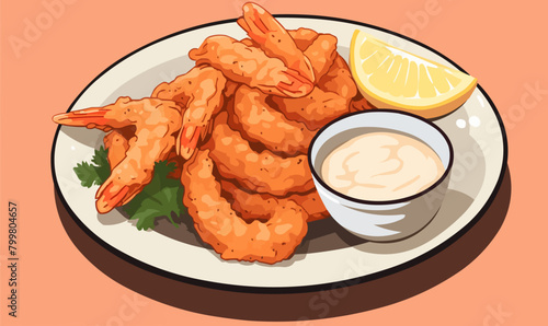 tempura shrimps vector flat minimalistic isolated vector style illustration