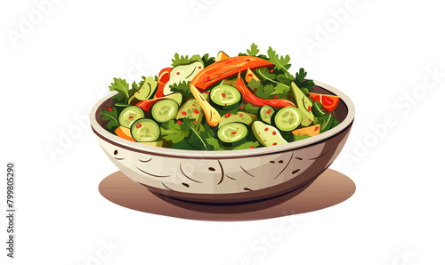 vegetable salad in a bowl vector flat isolated vector style illustration