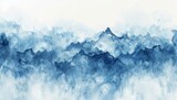 Abstract blue watercolor background with waves and clouds