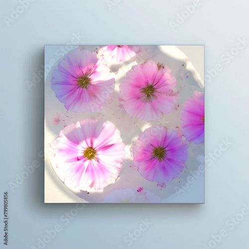 Pink Floral Whispers: Top-View Quality Snapshot of Flowers on Light Pink Background