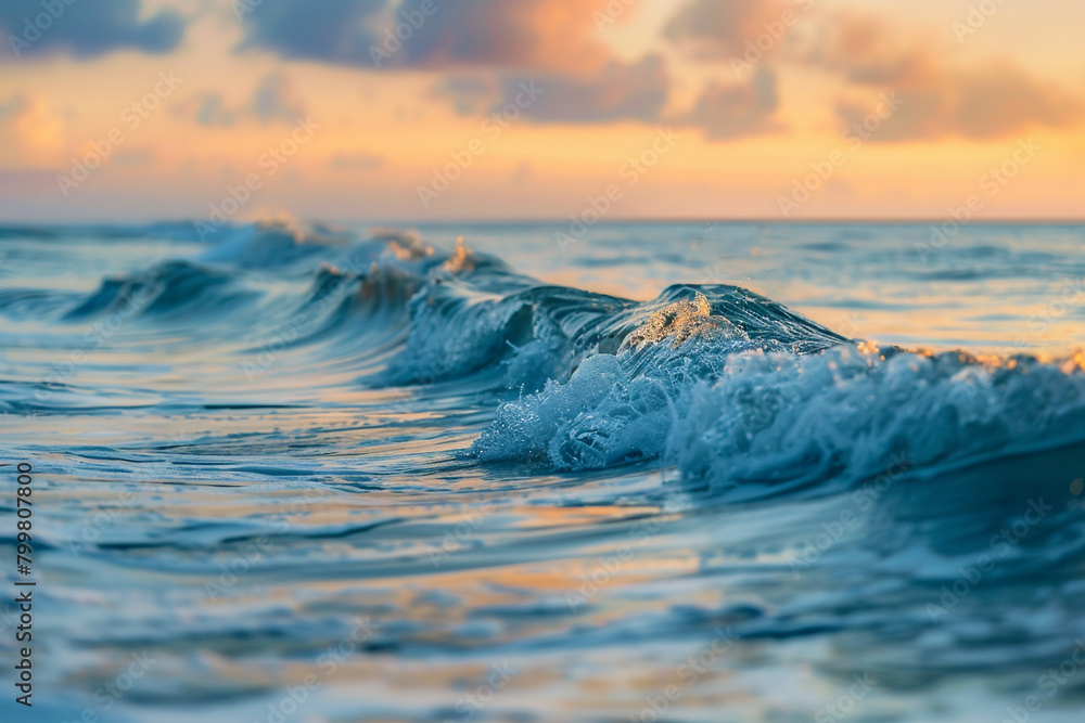 Serene ocean waves ripple softly at dawn.