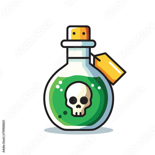 Illustration Vector Graphic Cartoon of a Poison Bottle, Symbol of Hazard and Caution 
