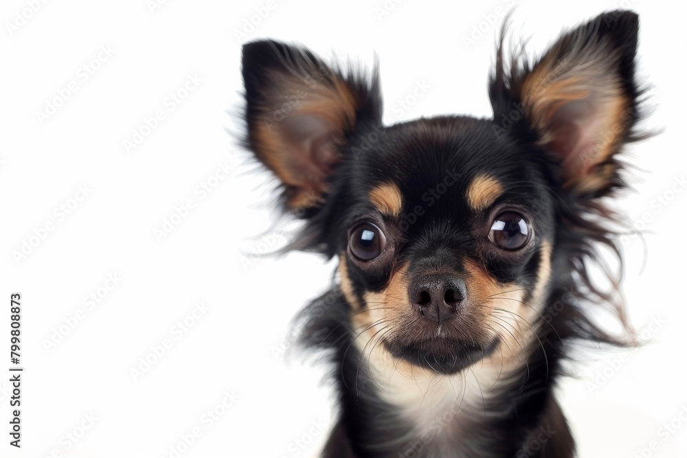 Chihuahua puppy poses on white background, adorable and playful. Chihuahua puppy poses on white background, adorable and playful.