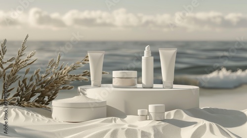 Some examples of brandfree cosmetic product packages include plain white containers and clear bottles with minimal labeling, Generated by AI