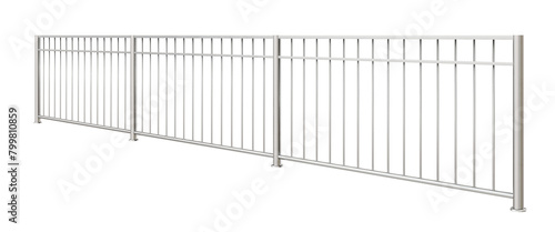Minimalist Architectural Railing: 3D render showcases a modern, minimalist metal handrail (transparent background). Ideal for showcasing clean lines and enhancing architectural flow in your designs