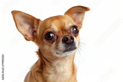 Chihuahua puppy poses on white background, adorable and playful. © Наталья Добровольска