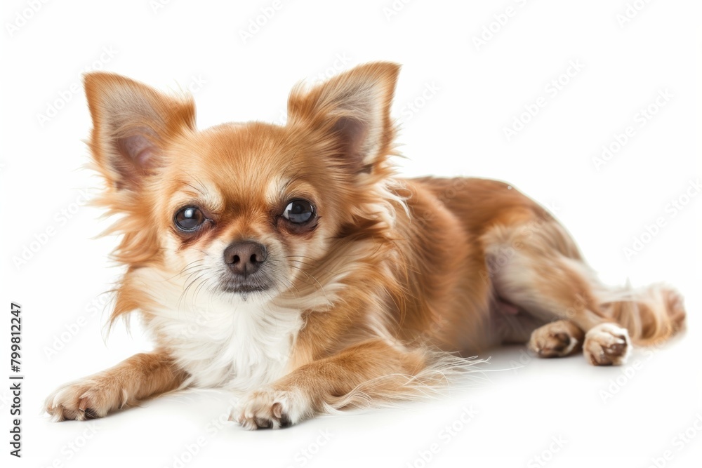 Chihuahua puppy poses on white background, adorable and playful. Chihuahua puppy poses on white background, adorable and playful.