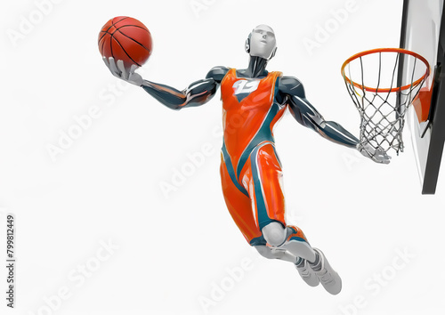 スポーツの概念で人工知能を搭載した人型ロボットのバスケットボール選手