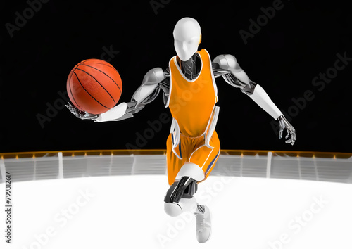 スポーツの概念で人工知能を搭載した人型ロボットのバスケットボール選手
