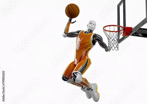 スポーツの概念で人工知能を搭載した人型ロボットのバスケットボール選手