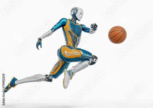 スポーツの概念で人工知能を搭載した人型ロボットのバスケットボール選手 photo