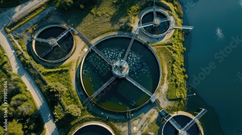 A water treatment facility, showcasing modern infrastructure dedicated to ensuring clean water supply and environmental stewardship.