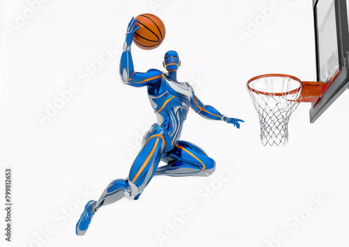 スポーツの概念で人工知能を搭載した人型ロボットのバスケットボール選手