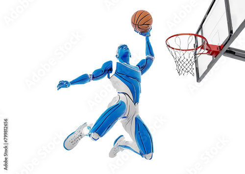 スポーツの概念で人工知能を搭載した人型ロボットのバスケットボール選手