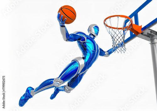 スポーツの概念で人工知能を搭載した人型ロボットのバスケットボール選手