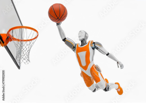 スポーツの概念で人工知能を搭載した人型ロボットのバスケットボール選手
