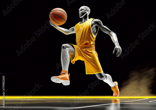 スポーツの概念で人工知能を搭載した人型ロボットのバスケットボール選手 photo