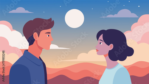 As the sky transformed into a canvas of pastel colors we od up to each other in a sunrise serenity talk.. Vector illustration