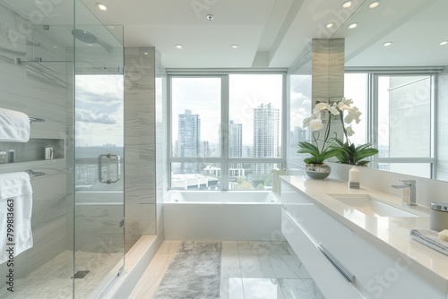 Modern bathroom in a high-rise apartment