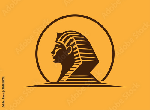 Sphinx of Giza egypt pharaonic ancient historic statue abstract illustration logo icon drawing 