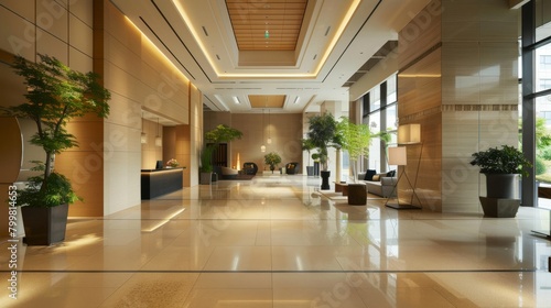 Minimalistic Design in a Modern Lobby Setting AI Generated. © ArquitecAi