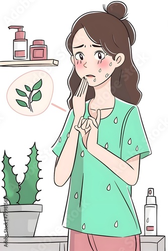 Woman Applying Soothing Skincare Products to Calm Irritated Skin and Alleviate Acne Flare ups