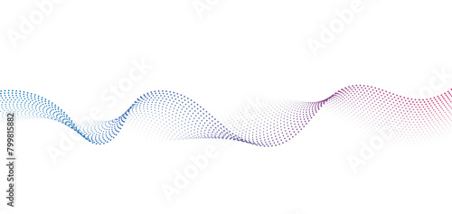 Flowing Dot Wave halftone gradient pattern on transparent background