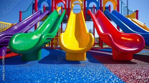 Wallpaper Mural Scenic playground with close-up view of colorful attractions and recreational equipment Torontodigital.ca