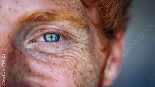 Close-Up Man Redhead Very Detailed Faces Smiling Natural Skin Age 40