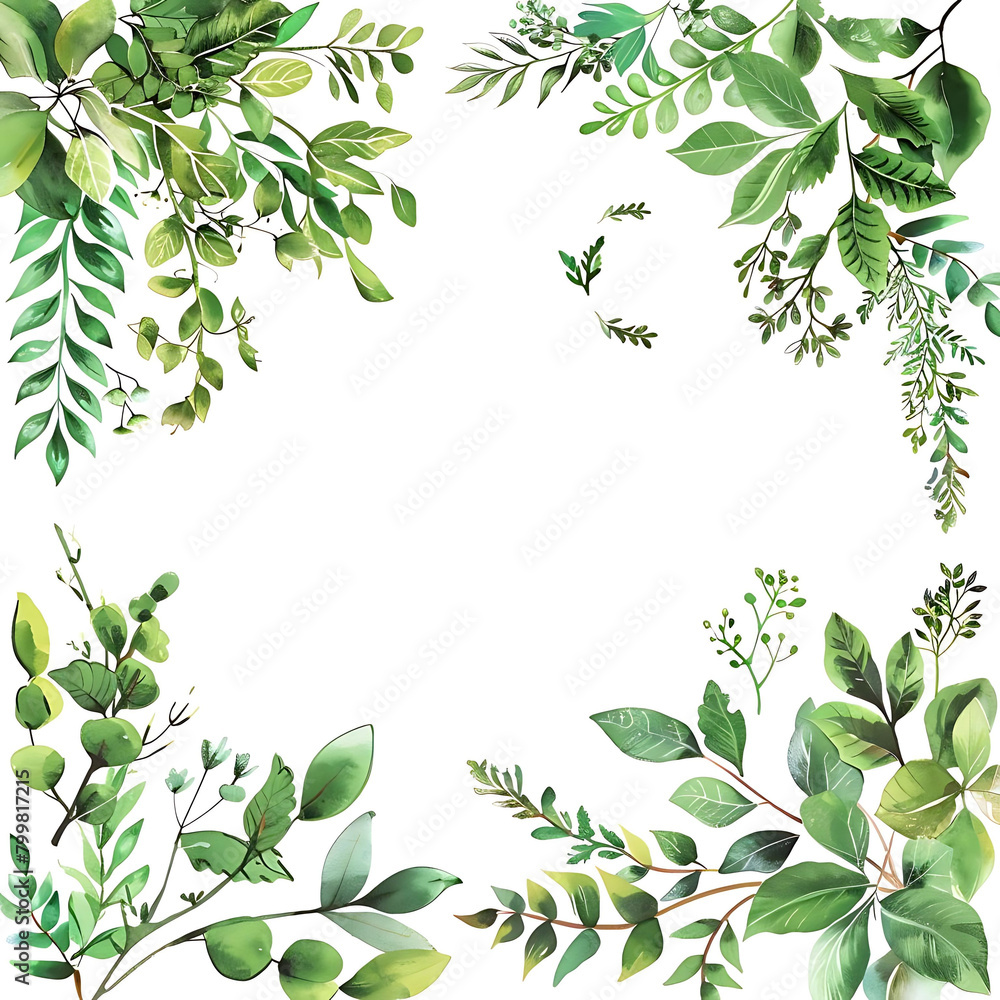 fresh and natural design with green foliage on isolated background