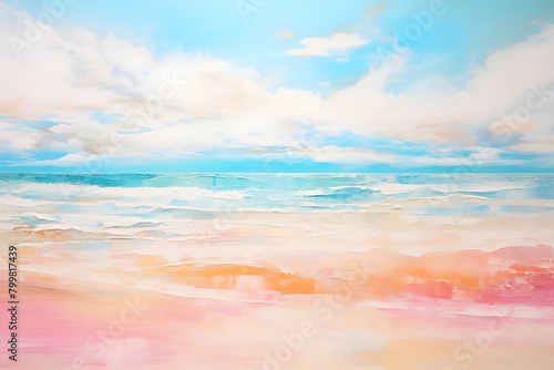 Heavenly Beach Haven, abstract landscape art, painting background, wallpaper, generative ai