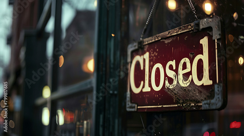 Closed sign closeup outside of café