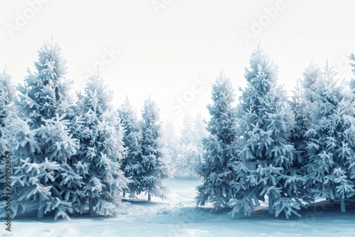 A snowy forest with trees covered in snow