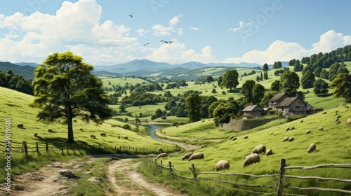 fantasy rolling green hills