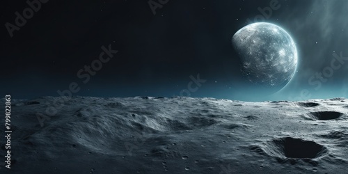 Lunar Landscape with Glowing Moon