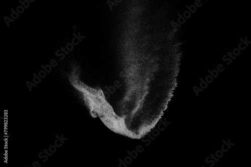 White texture isolated on black background. Light particles explosion. Dark textured overlay.	
