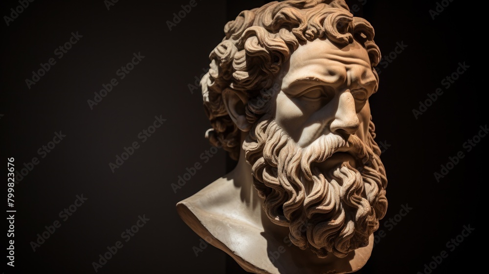 Detailed Sculpture of a Bearded Man