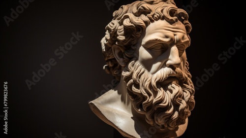 Detailed Sculpture of a Bearded Man