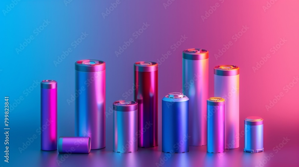 A row of colorful bottles and jars are arranged on a table, creating a vibrant A row of colorful bottles and jars are arranged on a table, creating a vibrant