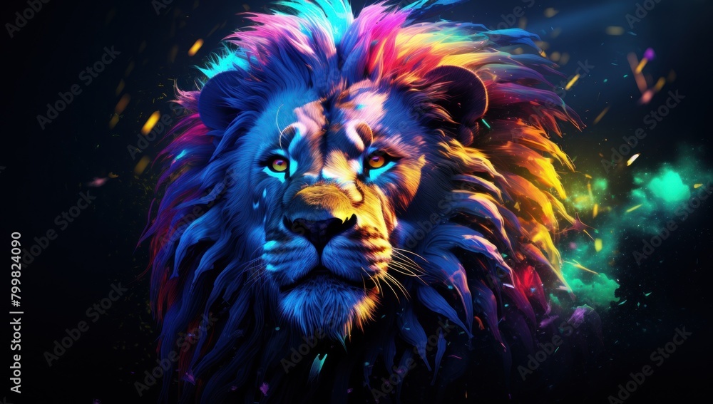 Vibrant Artistic Lion Portrait