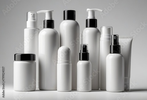 A collection of different blank cosmetic bottle mock-ups, presented in isolation against a white background