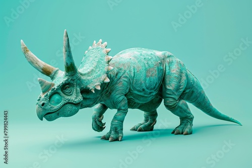 A dinosaur with a colorful body and a large horn on its head © Phuriphat